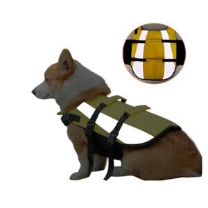 Amazon Basics Dog Adjustable Life Jacket with Reflective Stripes Yellow  Medium